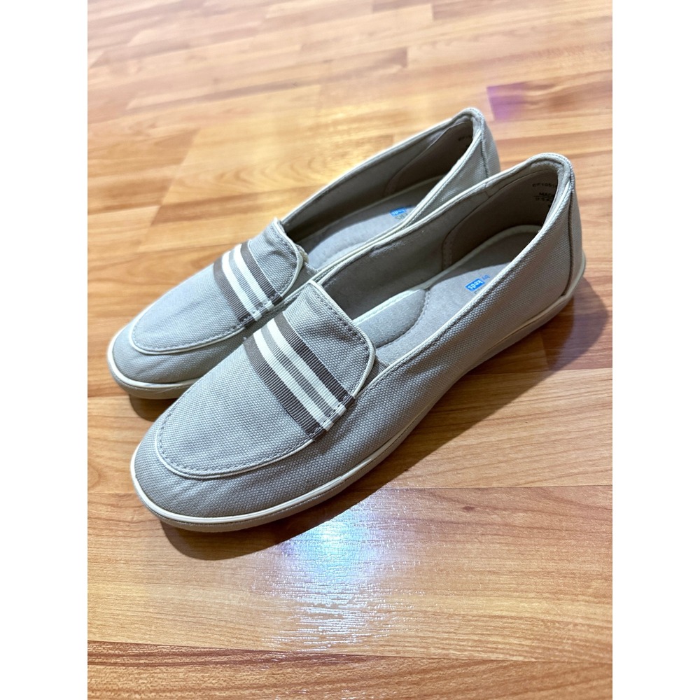 Grasshoppers by Keds Womens 7M Gray Canvas Slip-On Loafers Striped‎ ~ Sanitized